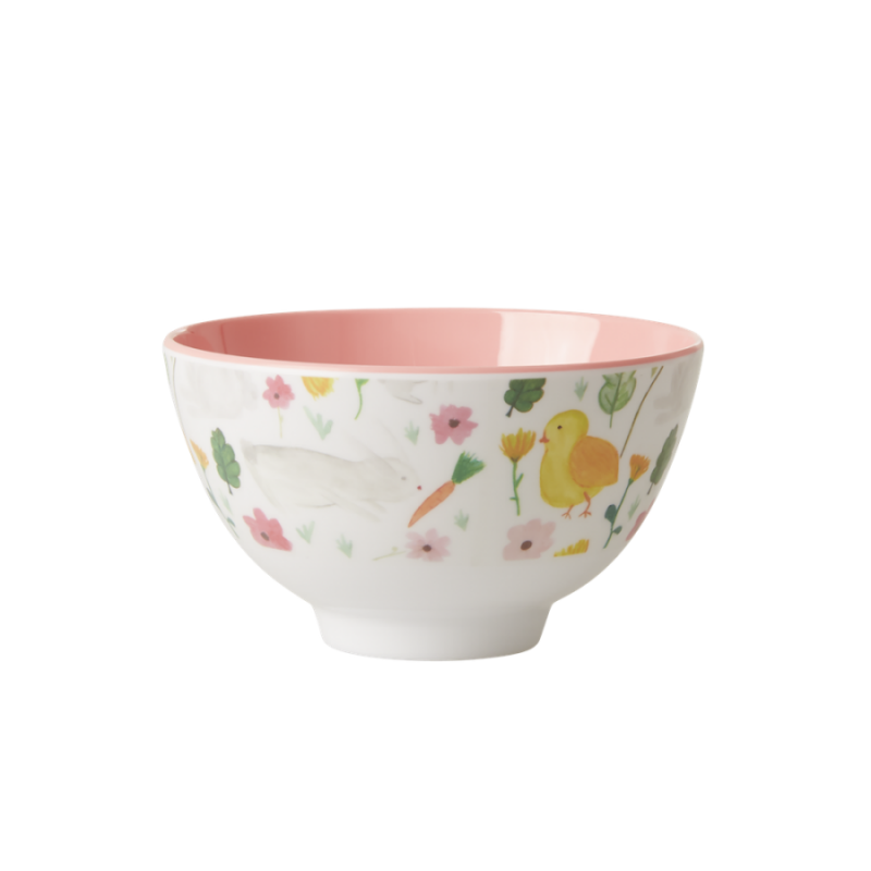 White Easter Print Small Melamine Bowl Rice DK